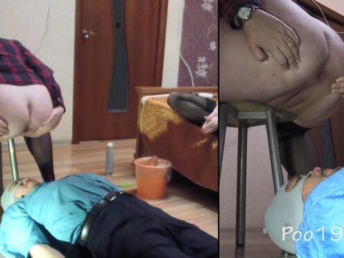 Man eats shit from huge smelly ass of young girl and her friend Poo19